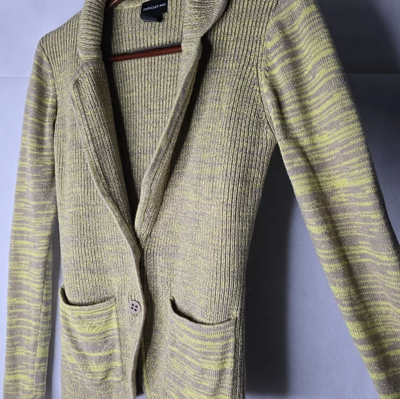 Central Park West Cardigan Sweater Ribbed Marled Olive Taupe Boho Lagenlook S - Picture 4 of 12